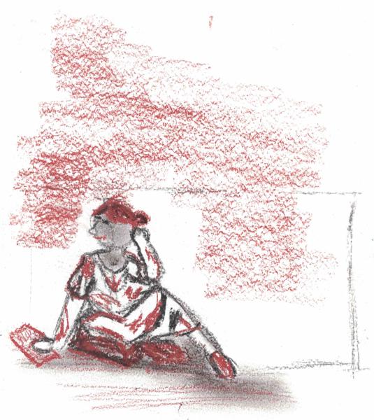 Self-Portrait, Five-Minute Sketch (Crayons)