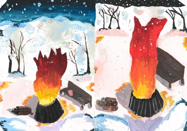 Campfire Composition (Gouache)