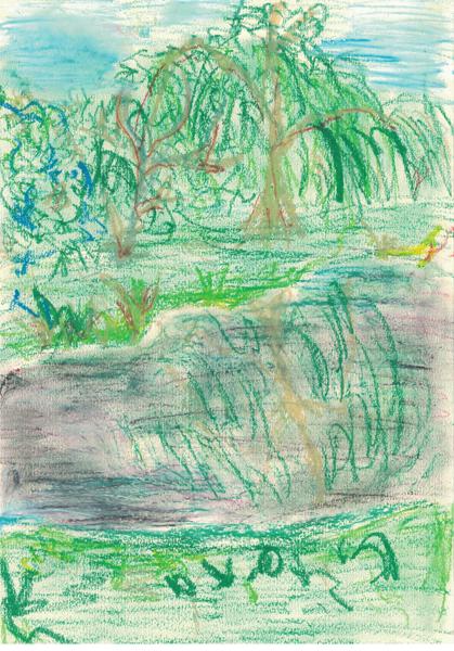 Pond with Willows (Pastel)